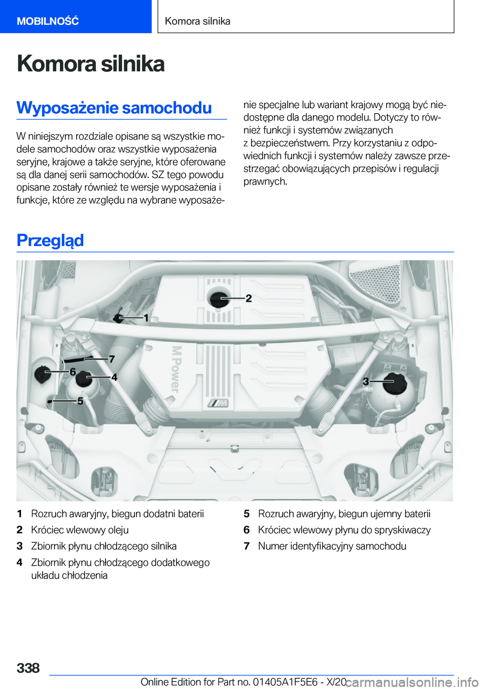 BMW X4 M 2021  Instrukcja obsługi (in Polish) �K�o�m�o�r�a��s�i�l�n�i�k�a�W�y�p�o�s�a9�e�n�i�e��s�a�m�o�c�h�o�d�u
�W��n�i�n�i�e�j�s�z�y�m��r�o�z�d�z�i�a�l�e��o�p�i�s�a�n�e��s�
