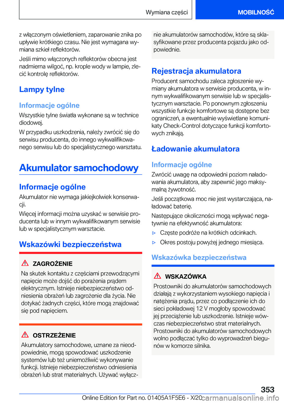 BMW X4 M 2021  Instrukcja obsługi (in Polish) �z��w�ł�