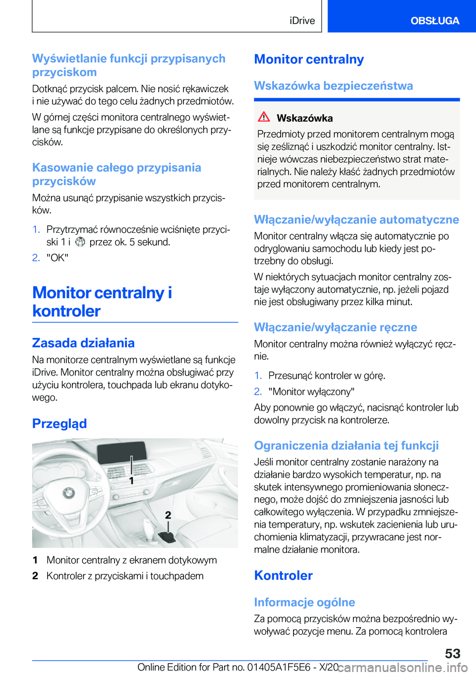 BMW X4 M 2021  Instrukcja obsługi (in Polish) �W�y�w�i�e�t�l�a�n�i�e��f�u�n�k�c�j�i��p�r�z�y�p�i�s�a�n�y�c�h
�p�r�z�y�c�i�s�k�o�m
�D�o�t�k�n�