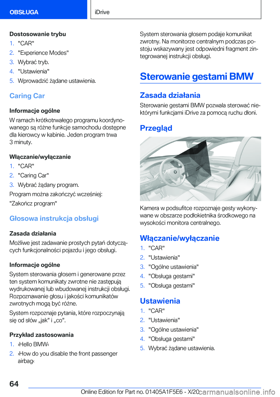 BMW X4 M 2021  Instrukcja obsługi (in Polish) �D�o�s�t�o�s�o�w�a�n�i�e��t�r�y�b�u�1�.��C�A�R��2�.��E�x�p�e�r�i�e�n�c�e��M�o�d�e�s��3�.�W�y�b�r�a�