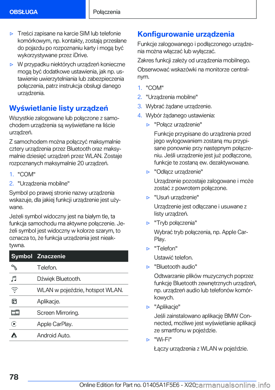 BMW X4 M 2021  Instrukcja obsługi (in Polish) 'x�T�r�e�c�i��z�a�p�i�s�a�n�e��n�a��k�a�r�c�i�e��S�I�M��l�u�b��t�e�l�e�f�o�n�i�e�k�o�m�