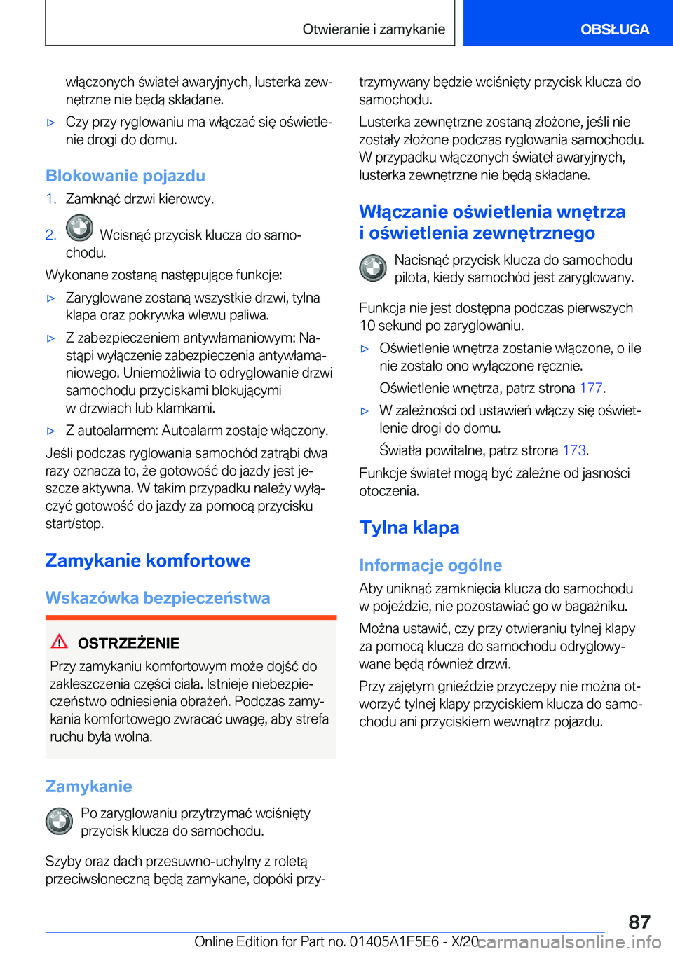 BMW X4 M 2021  Instrukcja obsługi (in Polish) �w�ł�