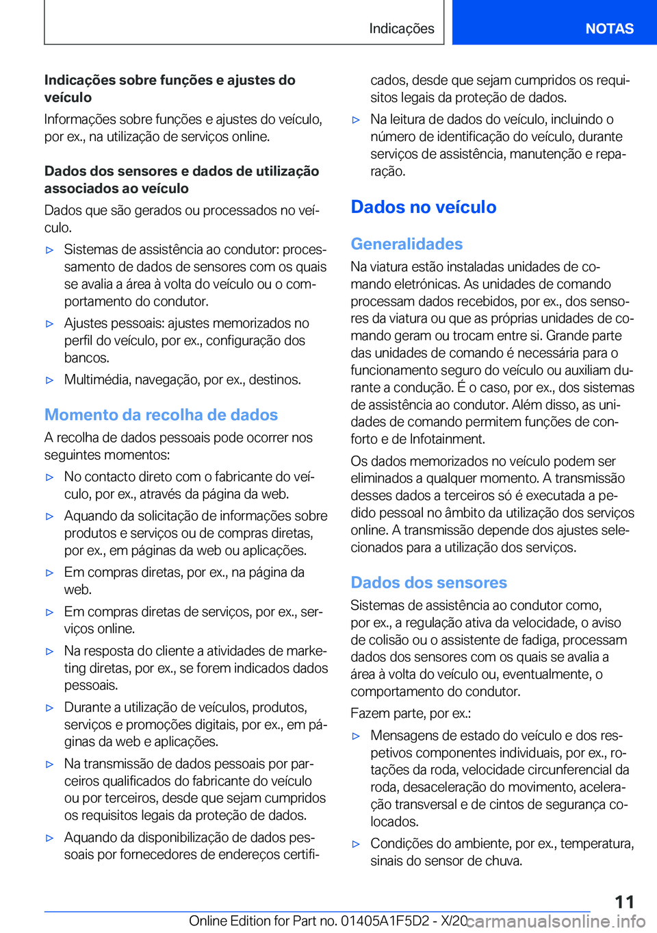 BMW X4 M 2021  Manual do condutor (in Portuguese) �I�n�d�i�c�a�