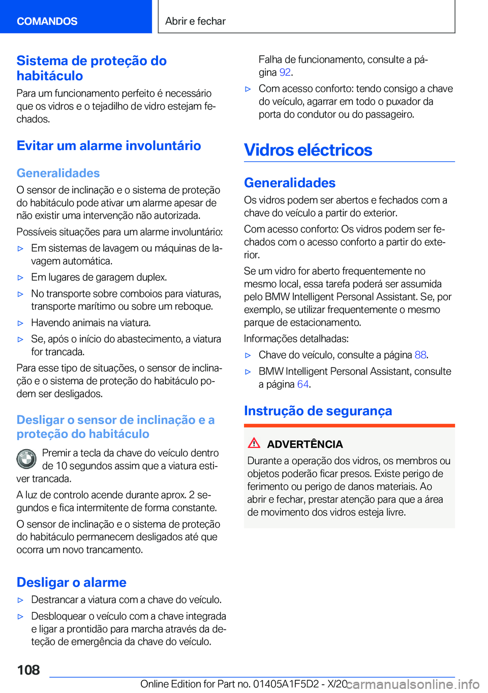 BMW X4 M 2021  Manual do condutor (in Portuguese) �S�i�s�t�e�m�a��d�e��p�r�o�t�e�