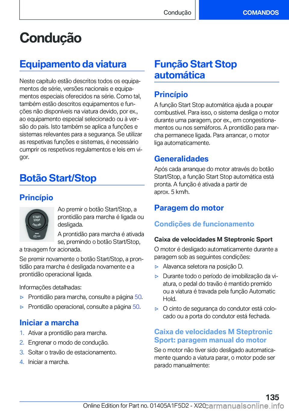 BMW X4 M 2021  Manual do condutor (in Portuguese) �C�o�n�d�u�