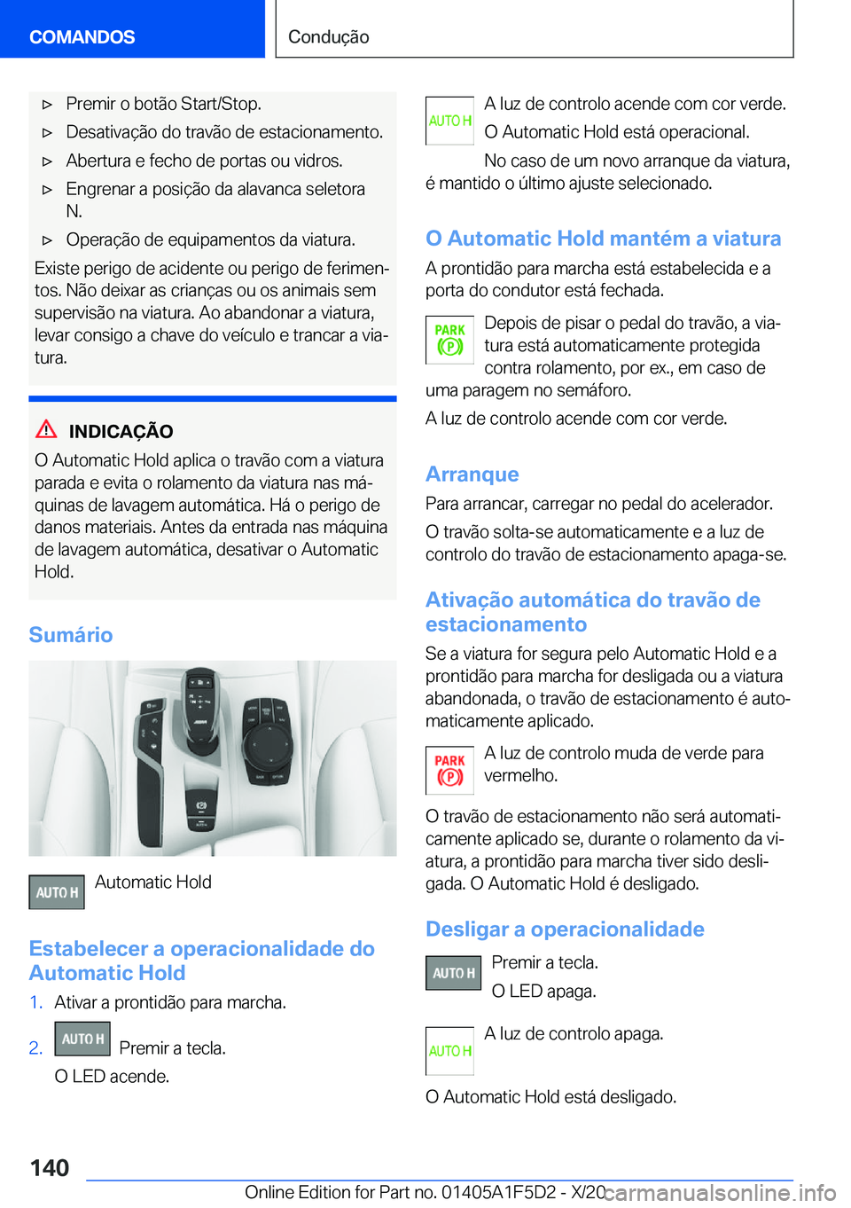 BMW X4 M 2021  Manual do condutor (in Portuguese) 'x�P�r�e�m�i�r��o��b�o�t�ã�o��S�t�a�r�t�/�S�t�o�p�.'x�D�e�s�a�t�i�v�a�