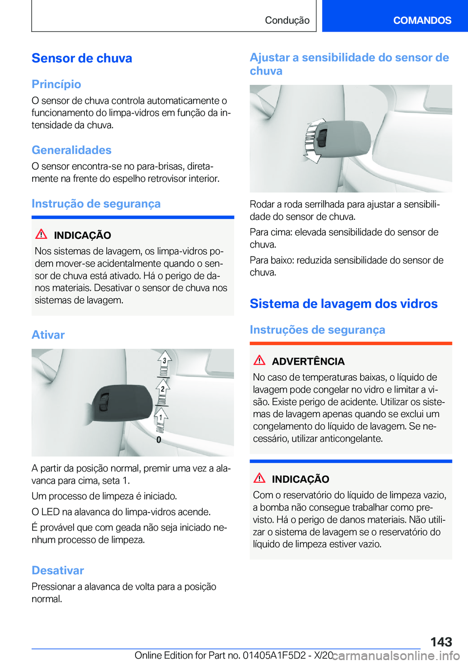 BMW X4 M 2021  Manual do condutor (in Portuguese) �S�e�n�s�o�r��d�e��c�h�u�v�a�P�r�i�n�c�