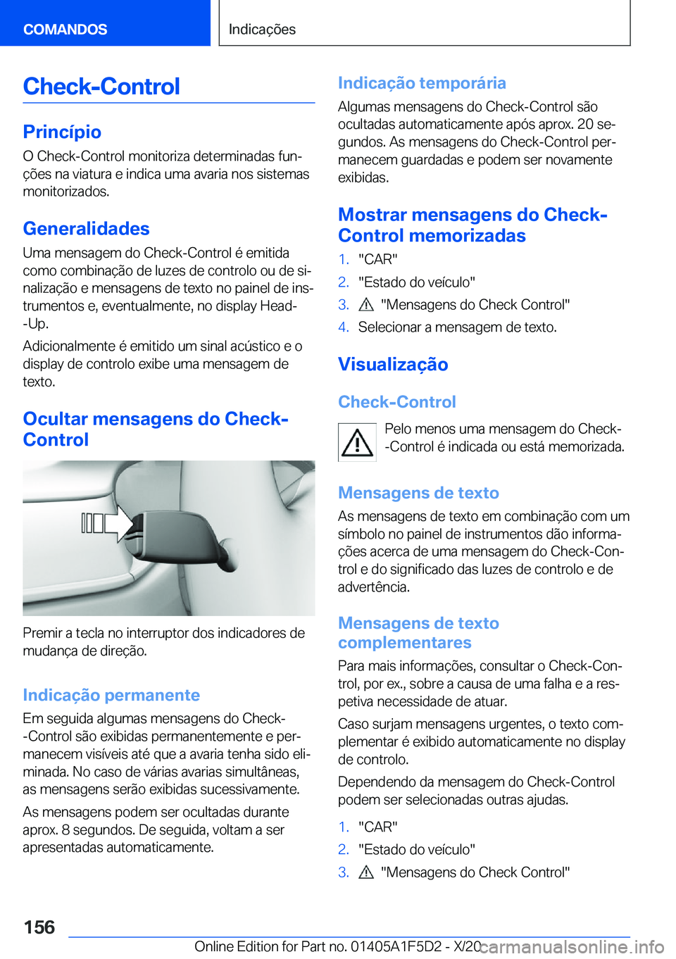 BMW X4 M 2021  Manual do condutor (in Portuguese) �C�h�e�c�k�-�C�o�n�t�r�o�l
�P�r�i�n�c�