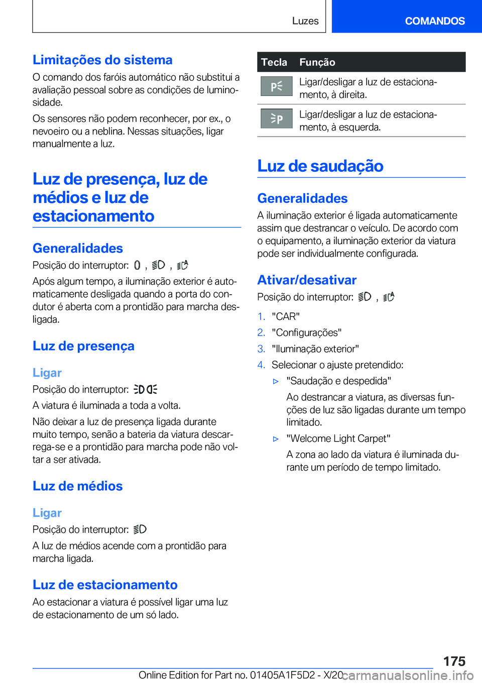 BMW X4 M 2021  Manual do condutor (in Portuguese) �L�i�m�i�t�a�