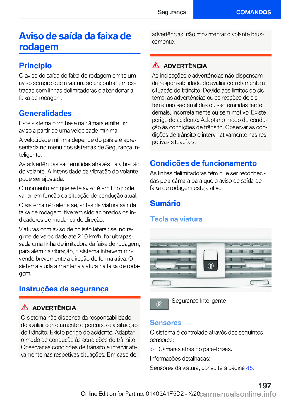 BMW X4 M 2021  Manual do condutor (in Portuguese) �A�v�i�s�o��d�e��s�a�