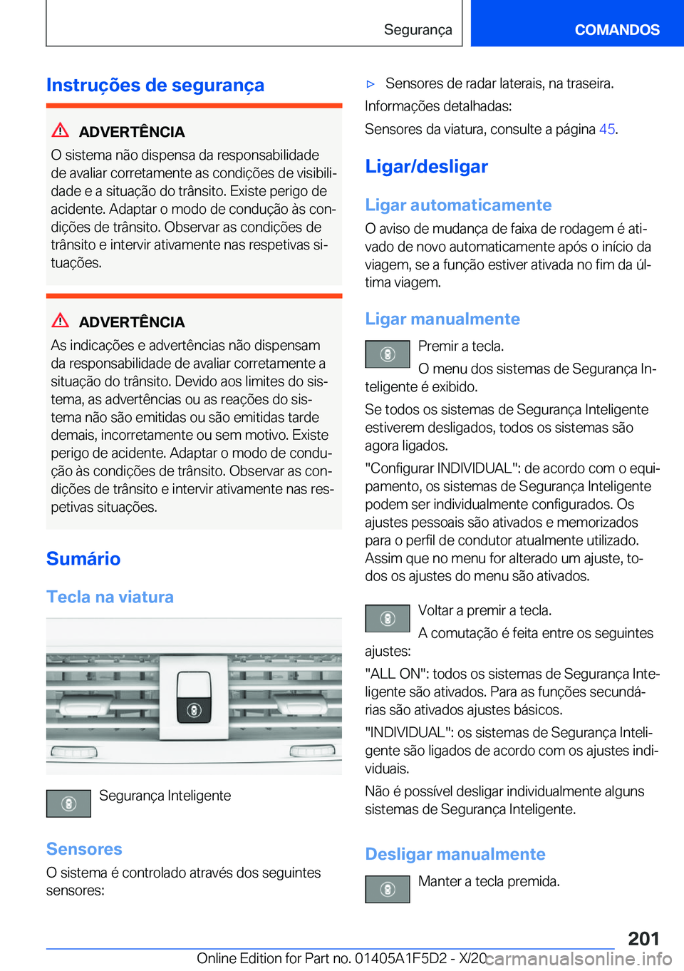BMW X4 M 2021  Manual do condutor (in Portuguese) �I�n�s�t�r�u�