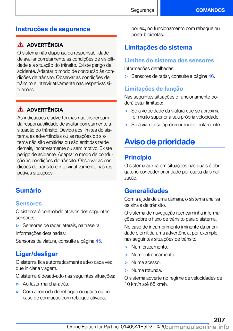 BMW X4 M 2021  Manual do condutor (in Portuguese) �I�n�s�t�r�u�