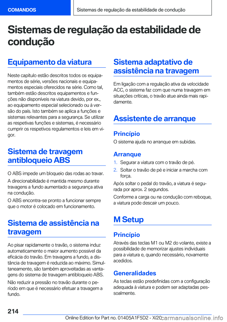 BMW X4 M 2021  Manual do condutor (in Portuguese) �S�i�s�t�e�m�a�s��d�e��r�e�g�u�l�a�