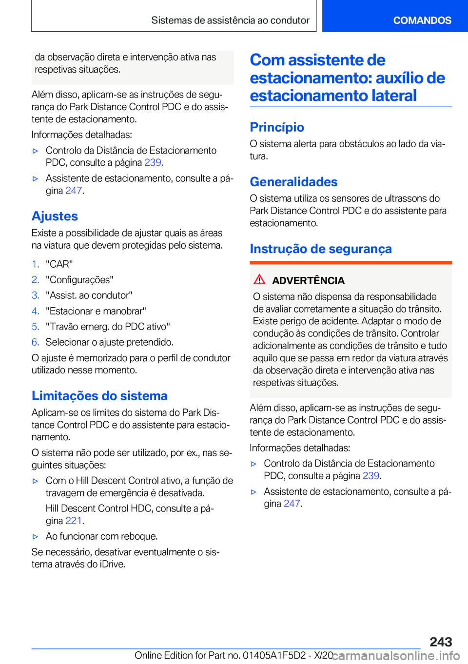 BMW X4 M 2021  Manual do condutor (in Portuguese) �d�a��o�b�s�e�r�v�a�