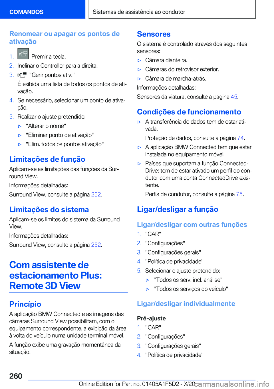 BMW X4 M 2021  Manual do condutor (in Portuguese) �R�e�n�o�m�e�a�r��o�u��a�p�a�g�a�r��o�s��p�o�n�t�o�s��d�e
�a�t�i�v�a�