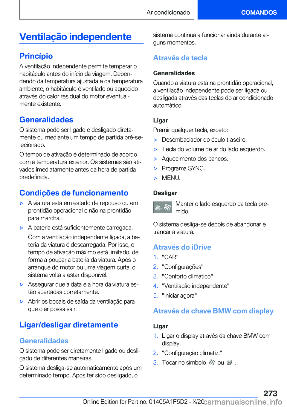 BMW X4 M 2021  Manual do condutor (in Portuguese) �V�e�n�t�i�l�a�