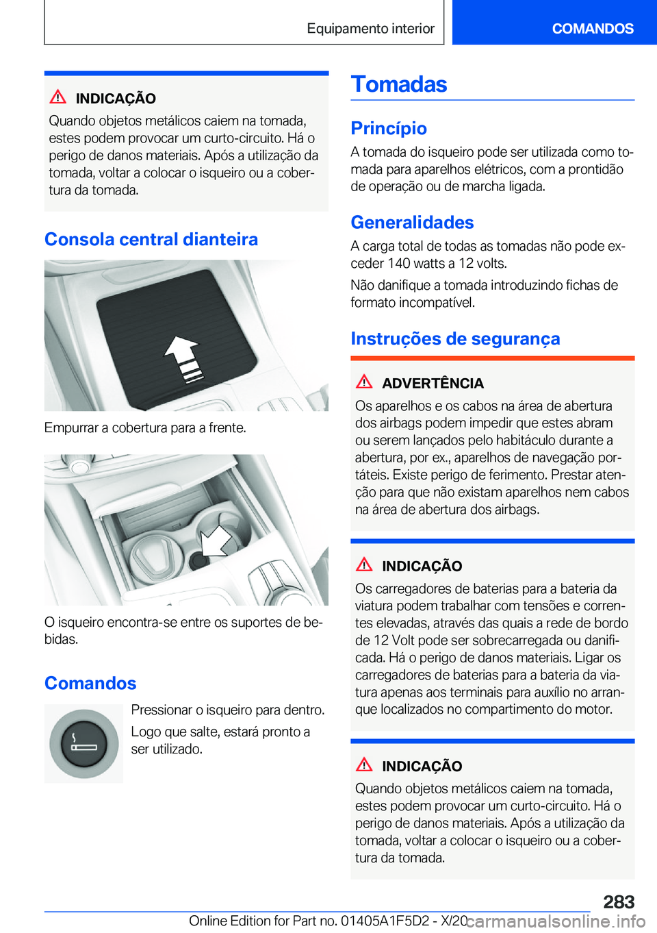 BMW X4 M 2021  Manual do condutor (in Portuguese) �I�N�D�I�C�A�