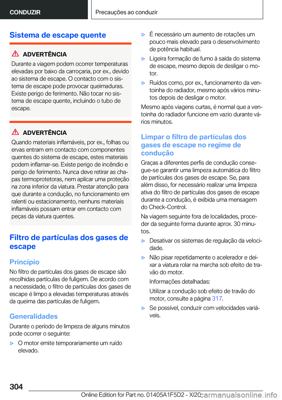 BMW X4 M 2021  Manual do condutor (in Portuguese) �S�i�s�t�e�m�a��d�e��e�s�c�a�p�e��q�u�e�n�t�e
�A�D�V�E�R�T�