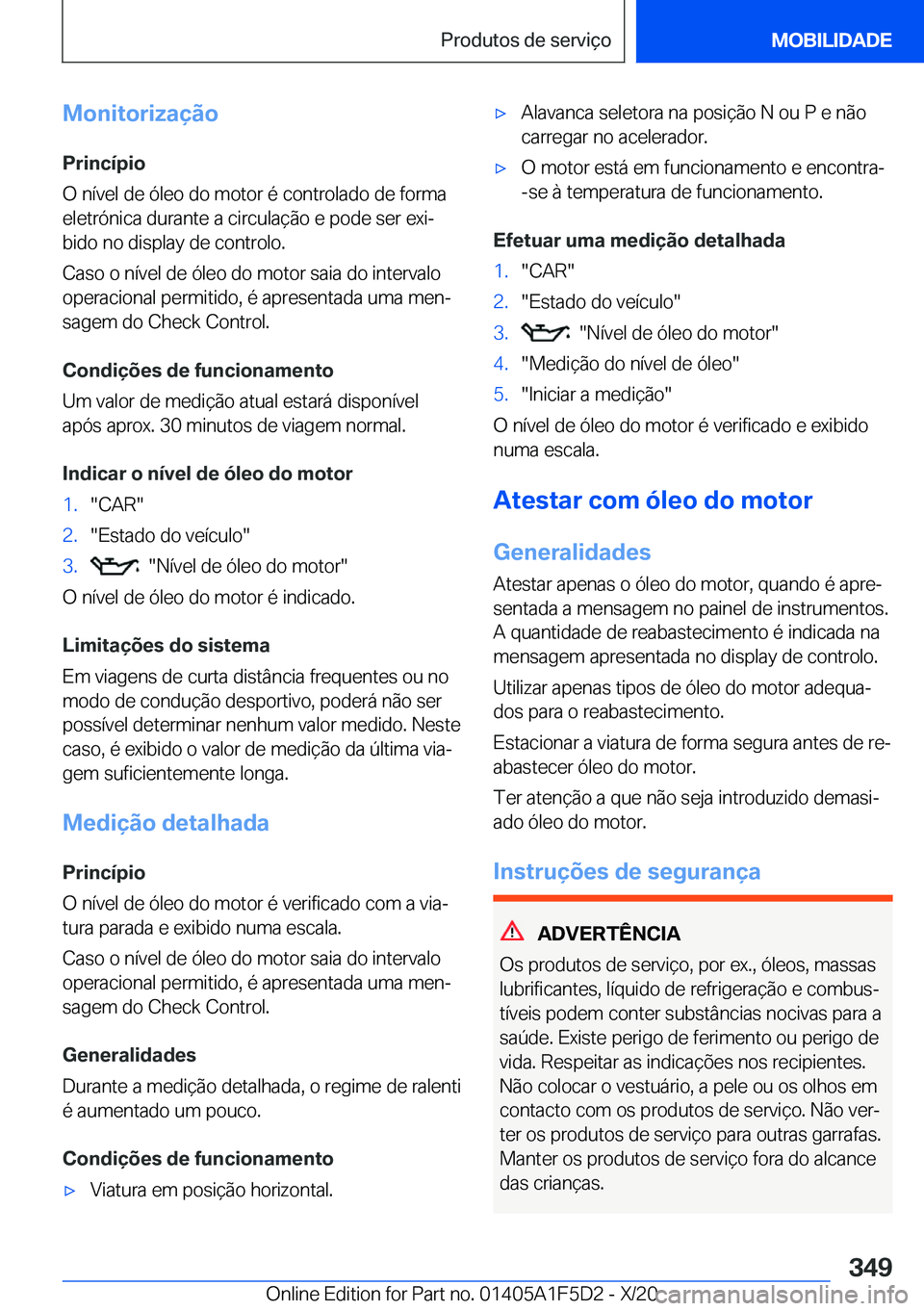 BMW X4 M 2021  Manual do condutor (in Portuguese) �M�o�n�i�t�o�r�i�z�a�