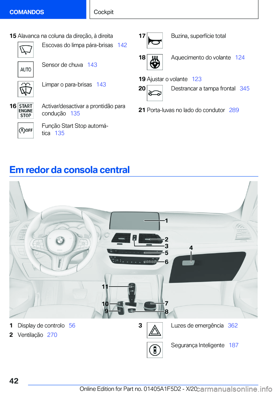 BMW X4 M 2021  Manual do condutor (in Portuguese) �1�5�A�l�a�v�a�n�c�a��n�a��c�o�l�u�n�a��d�a��d�i�r�e�