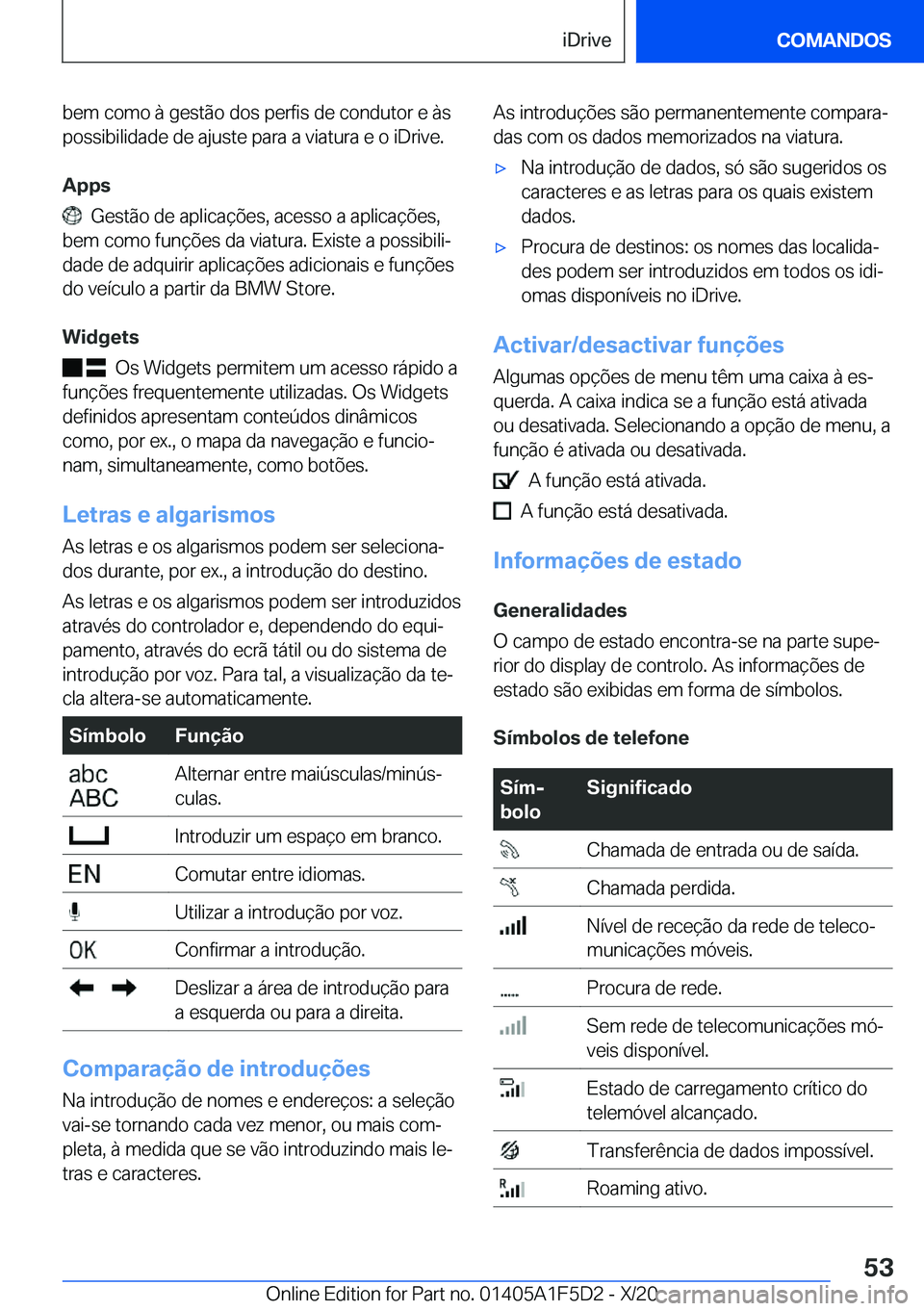 BMW X4 M 2021  Manual do condutor (in Portuguese) �b�e�m��c�o�m�o��à��g�e�s�t�ã�o��d�o�s��p�e�r�f�i�s��d�e��c�o�n�d�u�t�o�r��e��à�s�p�o�s�s�i�b�i�l�i�d�a�d�e��d�e��a�j�u�s�t�e��p�a�r�a��a��v�i�a�t�u�r�a��e��o��i�D�r�i�v�e�.
�A�p�p