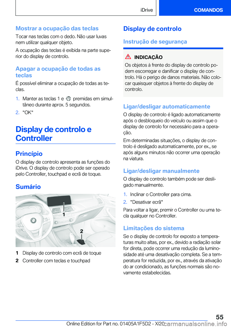 BMW X4 M 2021  Manual do condutor (in Portuguese) �M�o�s�t�r�a�r��a��o�c�u�p�a�