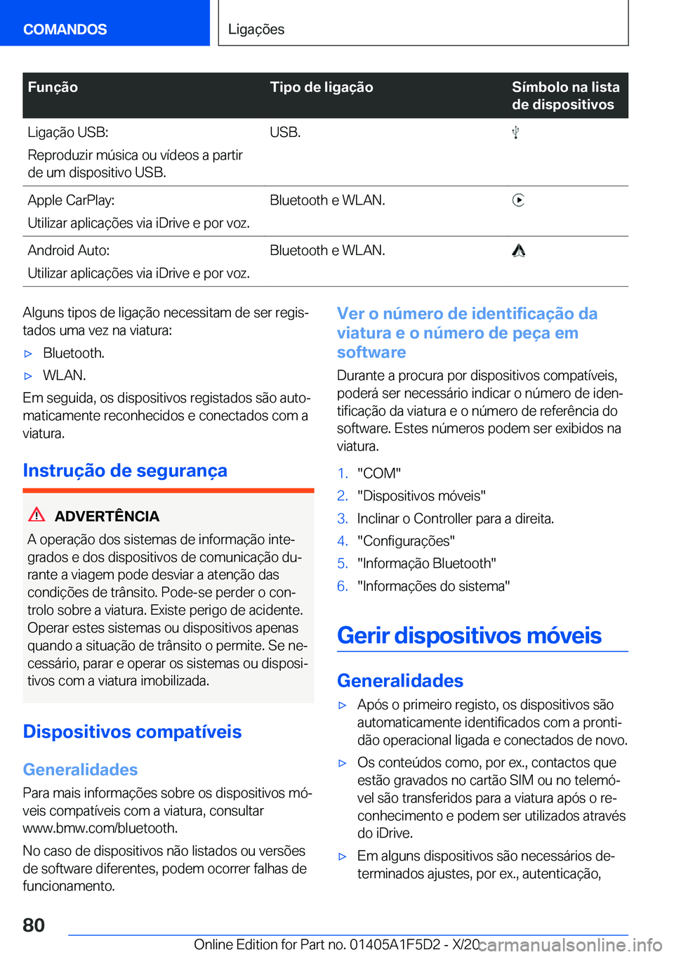 BMW X4 M 2021  Manual do condutor (in Portuguese) �F�u�n�