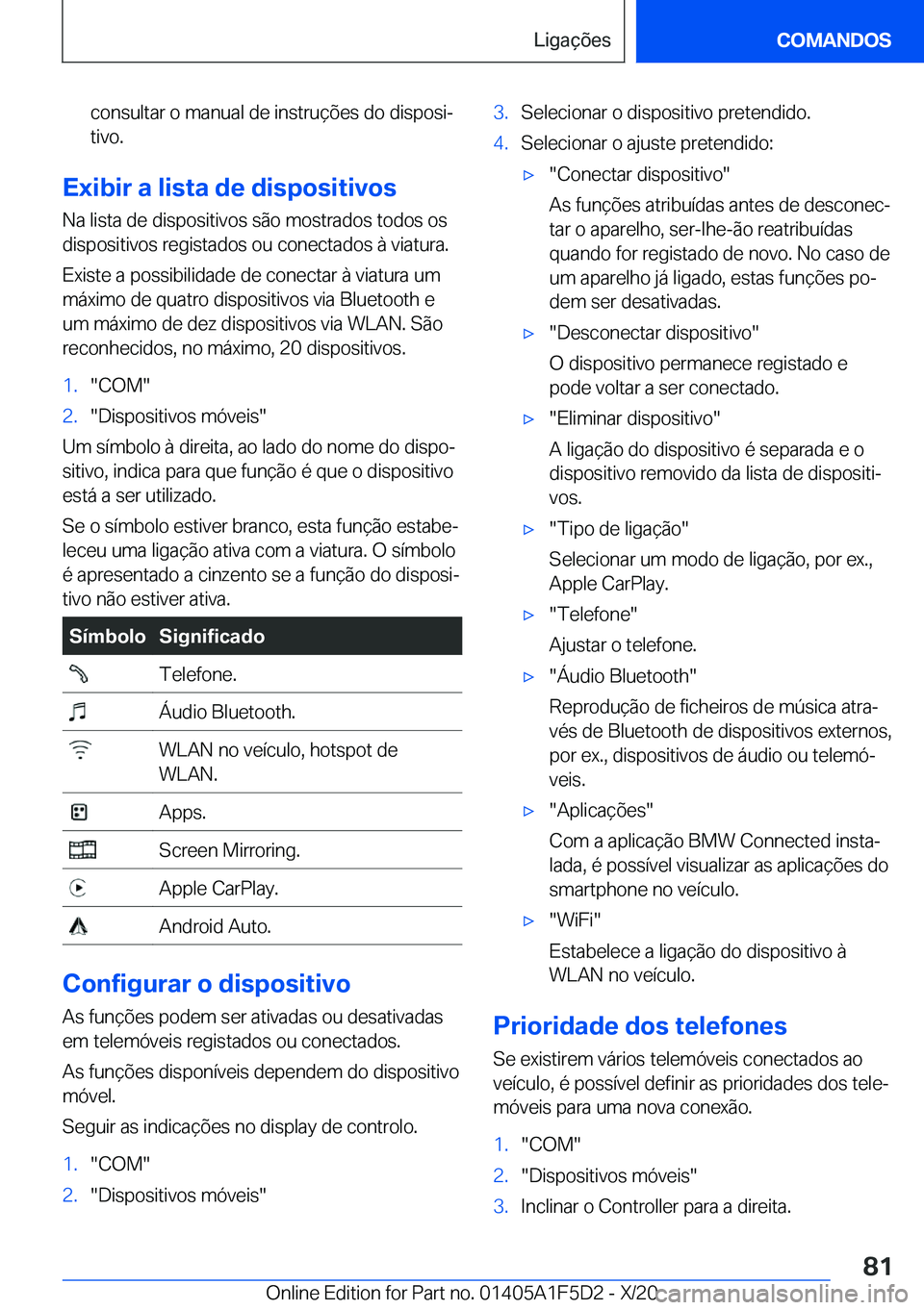 BMW X4 M 2021  Manual do condutor (in Portuguese) �c�o�n�s�u�l�t�a�r��o��m�a�n�u�a�l��d�e��i�n�s�t�r�u�