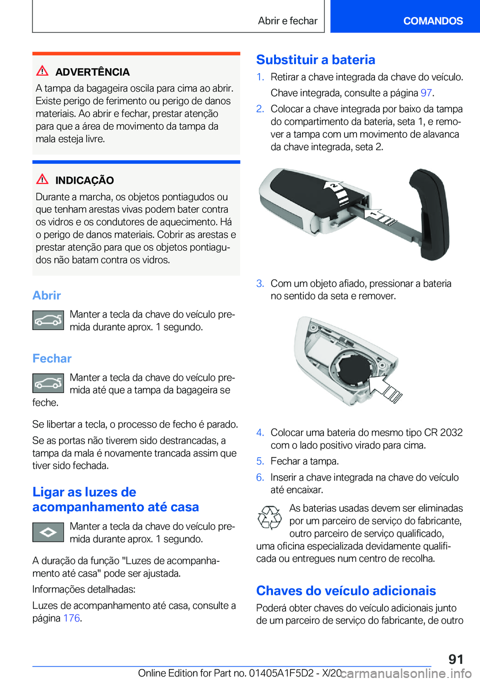 BMW X4 M 2021  Manual do condutor (in Portuguese) �A�D�V�E�R�T�