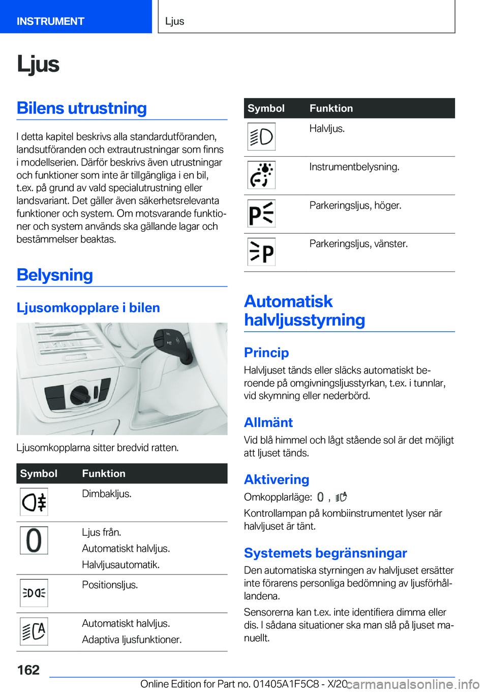 BMW X4 M 2021  InstruktionsbÖcker (in Swedish) �L�j�u�s�B�i�l�e�n�s��u�t�r�u�s�t�n�i�n�g
�I��d�e�t�t�a��k�a�p�i�t�e�l��b�e�s�k�r�i�v�s��a�l�l�a��s�t�a�n�d�a�r�d�u�t�f�