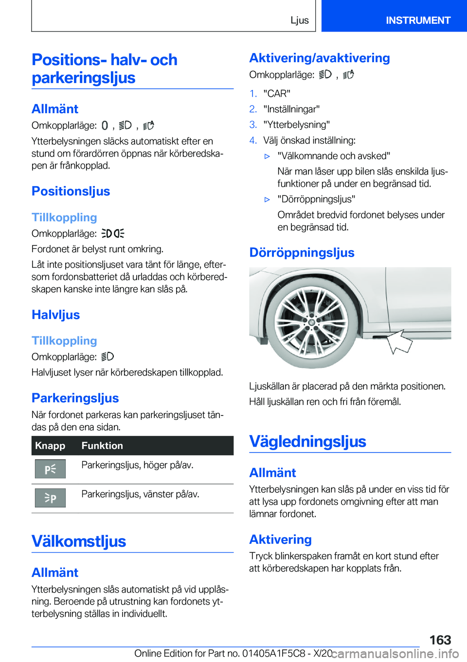 BMW X4 M 2021  InstruktionsbÖcker (in Swedish) �P�o�s�i�t�i�o�n�s�-��h�a�l�v�-��o�c�h�p�a�r�k�e�r�i�n�g�s�l�j�u�s
�A�l�l�m�ä�n�t
�O�m�k�o�p�p�l�a�r�l�ä�g�e�:��
���,�����,���
�Y�t�t�e�r�b�e�l�y�s�n�i�n�g�e�n��s�l�ä�c�k�s��a�u�t�o�