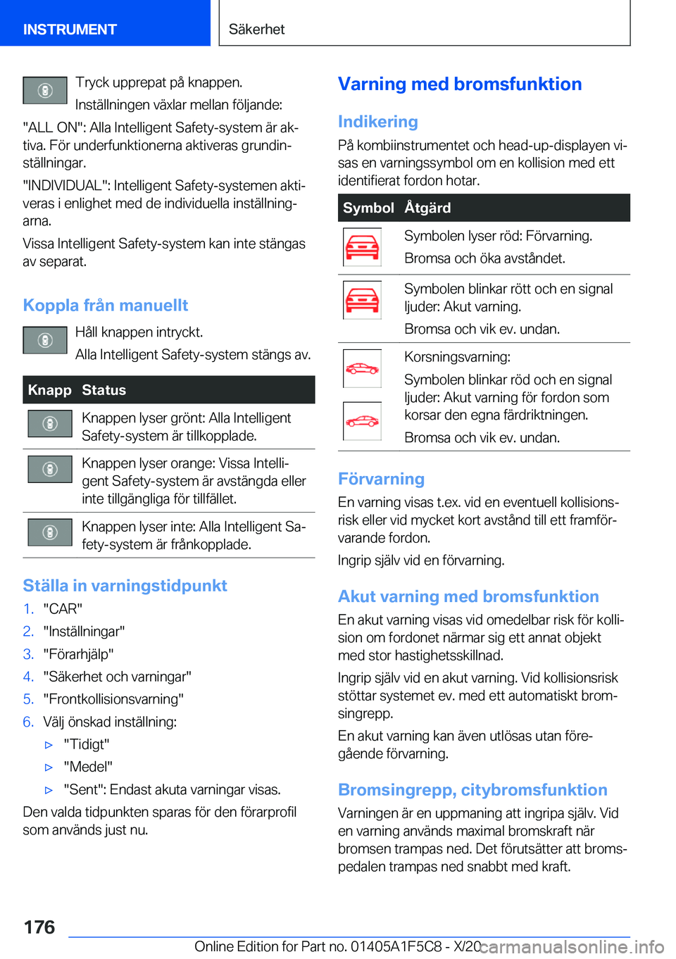 BMW X4 M 2021  InstruktionsbÖcker (in Swedish) �T�r�y�c�k��u�p�p�r�e�p�a�t��p�å��k�n�a�p�p�e�n�.�I�n�s�t�ä�l�l�n�i�n�g�e�n��v�ä�x�l�a�r��m�e�l�l�a�n��f�