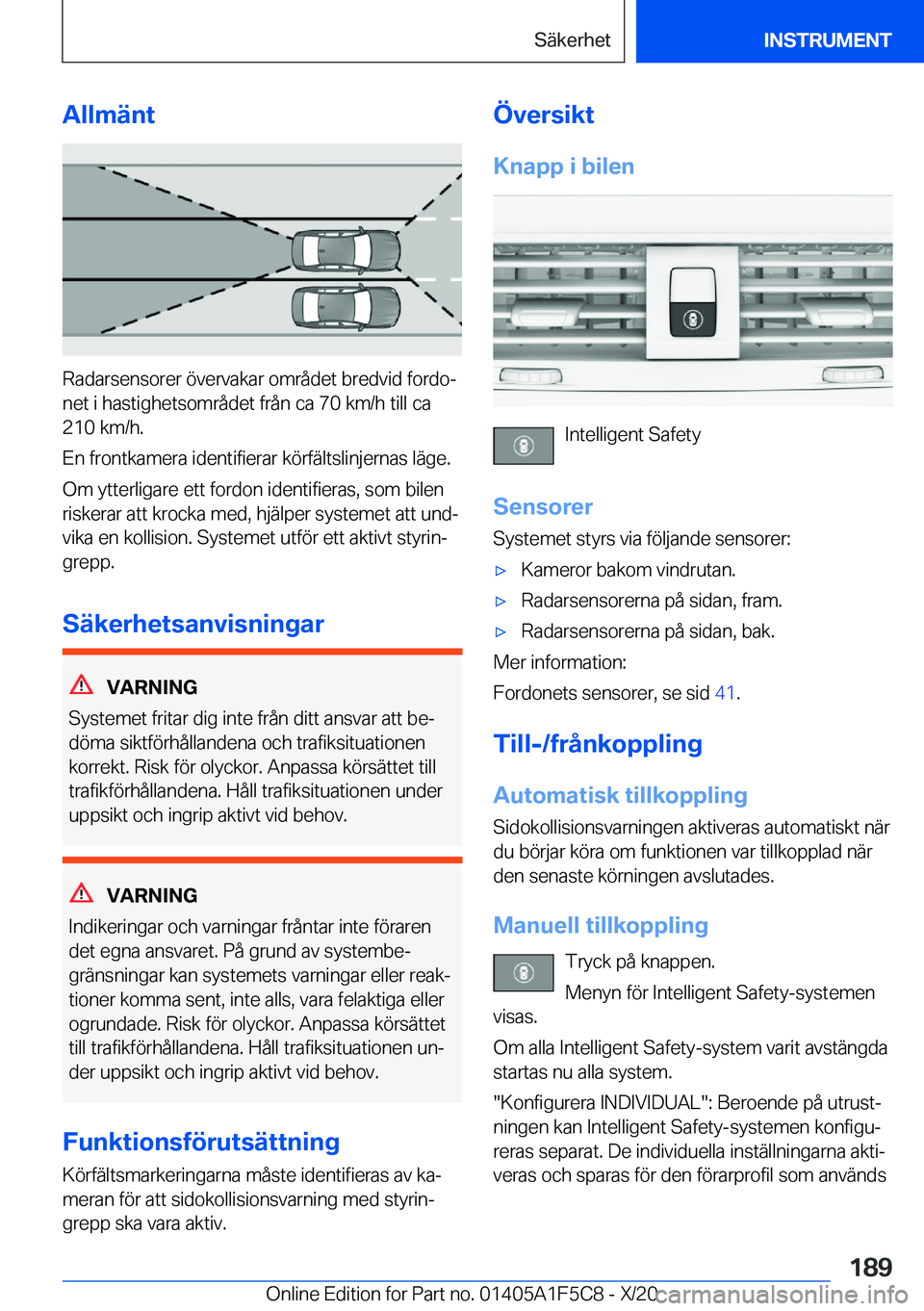 BMW X4 M 2021  InstruktionsbÖcker (in Swedish) �A�l�l�m�ä�n�t
�R�a�d�a�r�s�e�n�s�o�r�e�r��