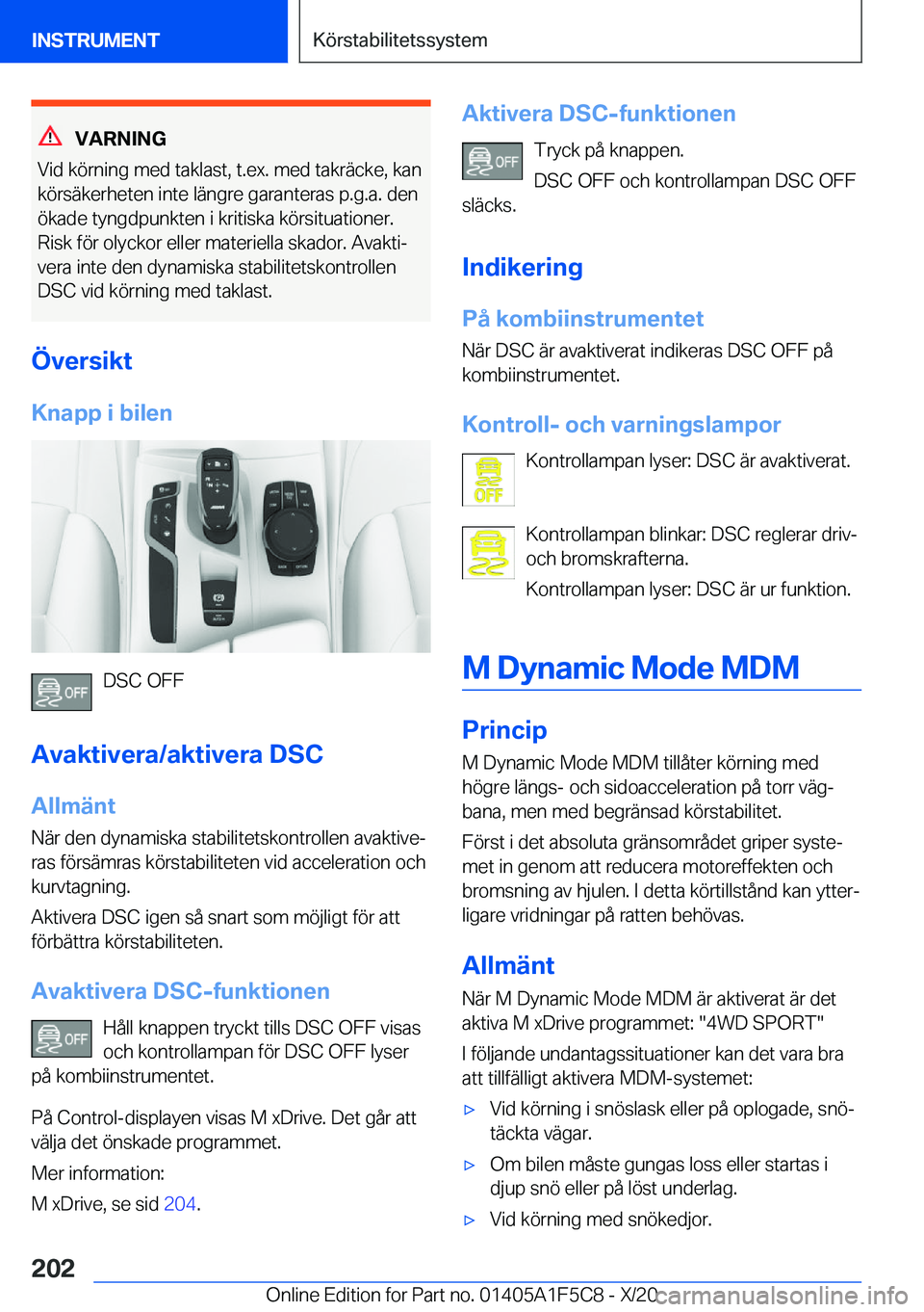 BMW X4 M 2021  InstruktionsbÖcker (in Swedish) �V�A�R�N�I�N�G
�V�i�d��k�