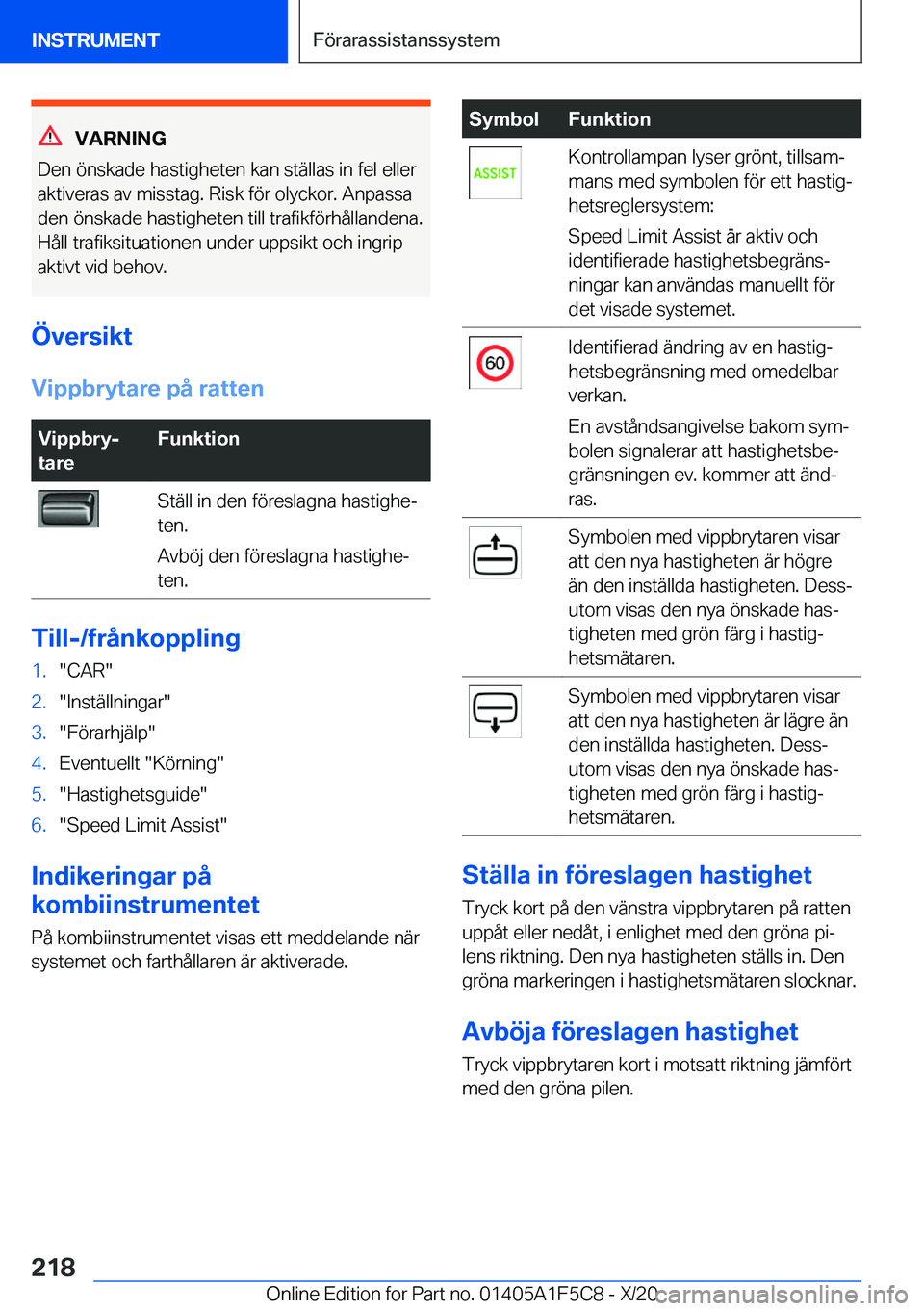 BMW X4 M 2021  InstruktionsbÖcker (in Swedish) �V�A�R�N�I�N�G
�D�e�n��