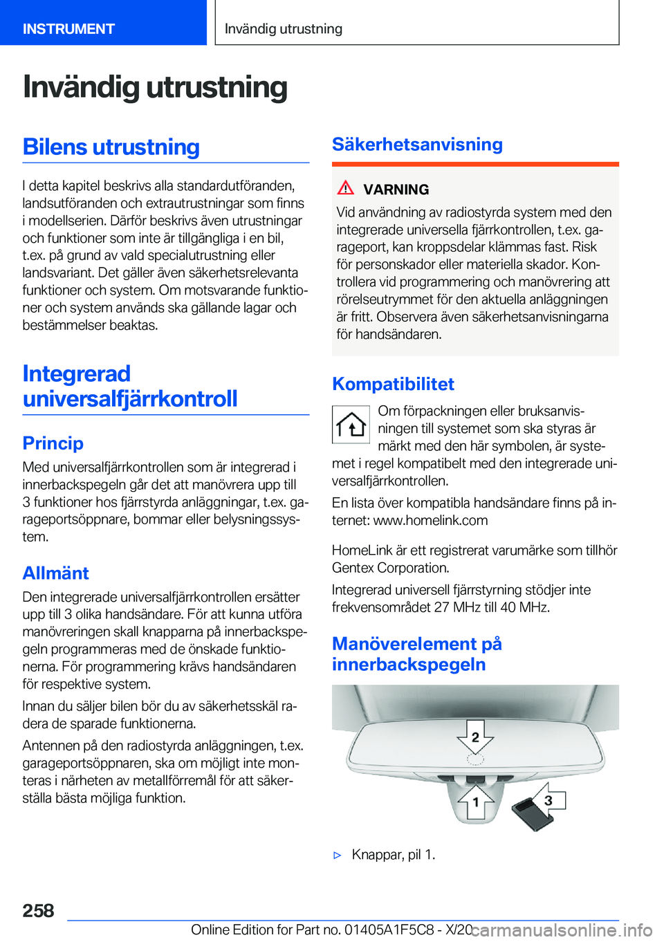 BMW X4 M 2021  InstruktionsbÖcker (in Swedish) �I�n�v�ä�n�d�i�g��u�t�r�u�s�t�n�i�n�g�B�i�l�e�n�s��u�t�r�u�s�t�n�i�n�g
�I��d�e�t�t�a��k�a�p�i�t�e�l��b�e�s�k�r�i�v�s��a�l�l�a��s�t�a�n�d�a�r�d�u�t�f�