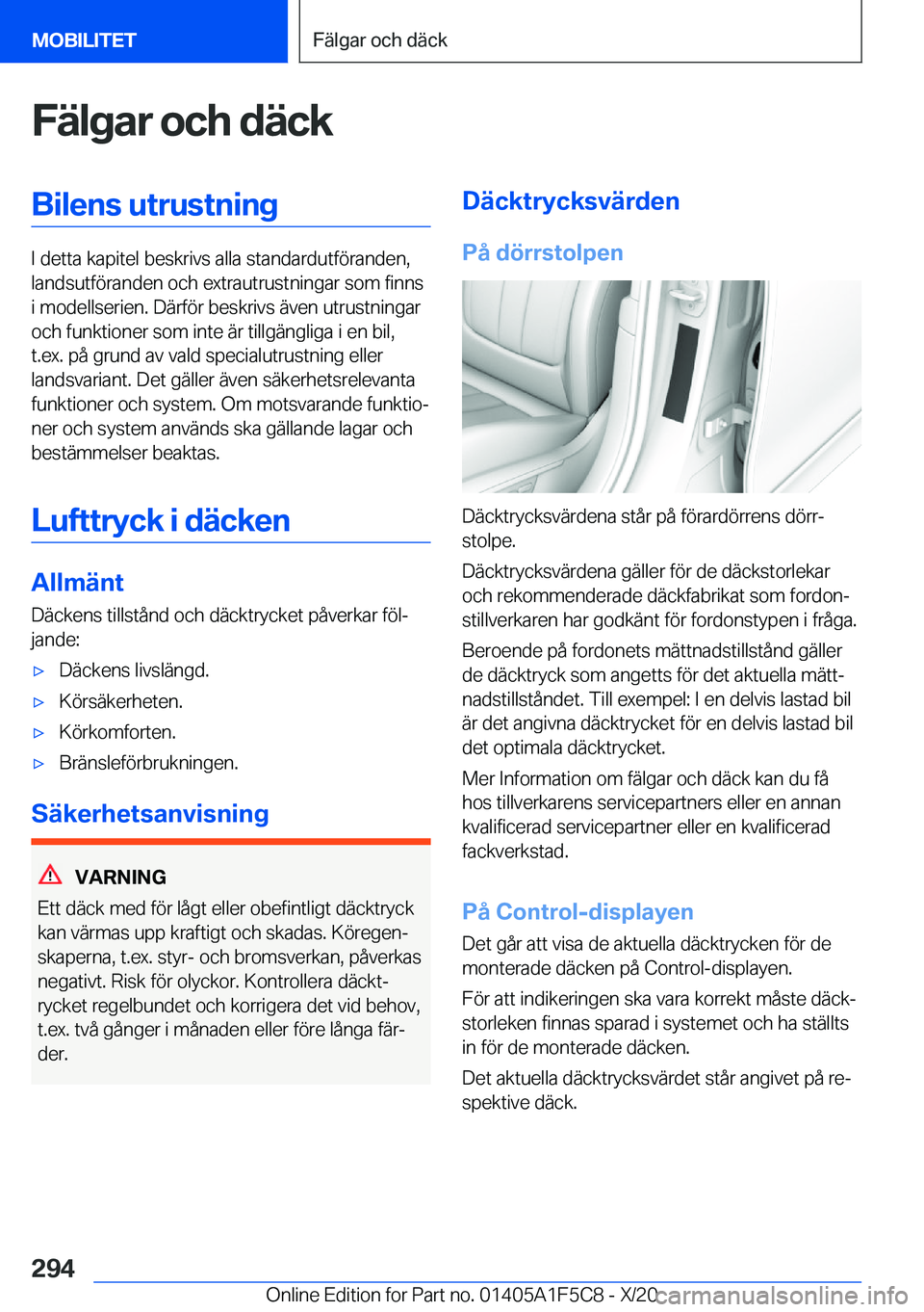 BMW X4 M 2021  InstruktionsbÖcker (in Swedish) �F�ä�l�g�a�r��o�c�h��d�ä�c�k�B�i�l�e�n�s��u�t�r�u�s�t�n�i�n�g
�I��d�e�t�t�a��k�a�p�i�t�e�l��b�e�s�k�r�i�v�s��a�l�l�a��s�t�a�n�d�a�r�d�u�t�f�