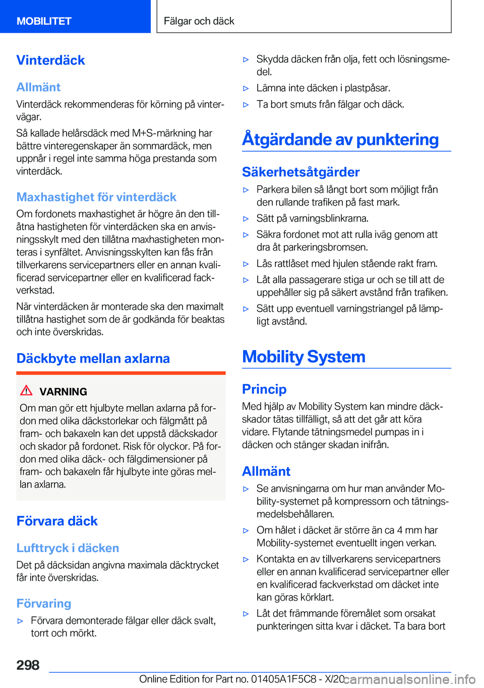 BMW X4 M 2021  InstruktionsbÖcker (in Swedish) �V�i�n�t�e�r�d�ä�c�k�A�l�l�m�ä�n�t
�V�i�n�t�e�r�d�ä�c�k��r�e�k�o�m�m�e�n�d�e�r�a�s��f�