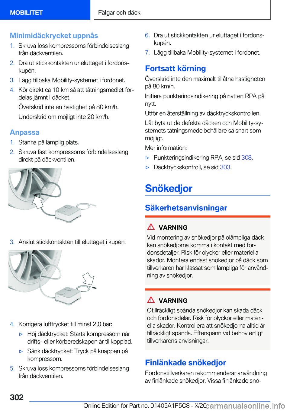 BMW X4 M 2021  InstruktionsbÖcker (in Swedish) �M�i�n�i�m�i�d�ä�c�k�r�y�c�k�e�t��u�p�p�n�å�s�1�.�S�k�r�u�v�a��l�o�s�s��k�o�m�p�r�e�s�s�o�r�n�s��f�
