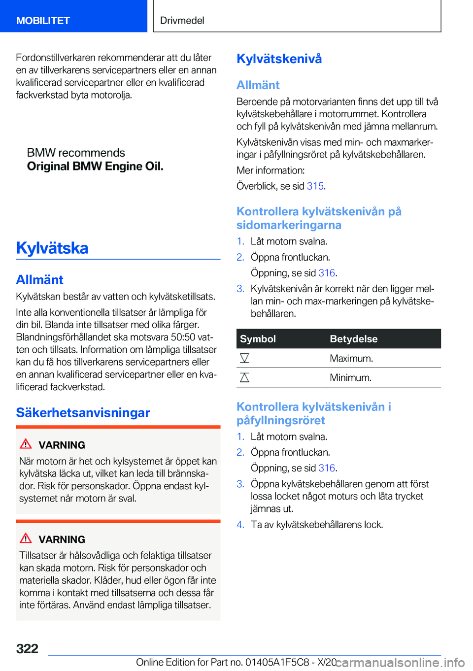BMW X4 M 2021  InstruktionsbÖcker (in Swedish) �F�o�r�d�o�n�s�t�i�l�l�v�e�r�k�a�r�e�n��r�e�k�o�m�m�e�n�d�e�r�a�r��a�t�t��d�u��l�å�t�e�r�e�n��a�v��t�i�l�l�v�e�r�k�a�r�e�n�s��s�e�r�v�i�c�e�p�a�r�t�n�e�r�s��e�l�l�e�r��e�n��a�n�n�a�n
�k�v�a