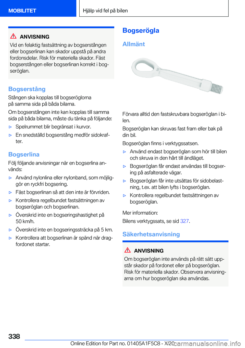 BMW X4 M 2021  InstruktionsbÖcker (in Swedish) �A�N�V�I�S�N�I�N�G
�V�i�d��e�n��f�e�l�a�k�t�i�g��f�a�s�t�s�ä�t�t�n�i�n�g��a�v��b�o�g�s�e�r�s�t�å�n�g�e�n
�e�l�l�e�r��b�o�g�s�e�r�l�i�n�a�n��k�a�n��s�k�a�d�o�r��u�p�p�s�t�å��p�å��a�n�d�r