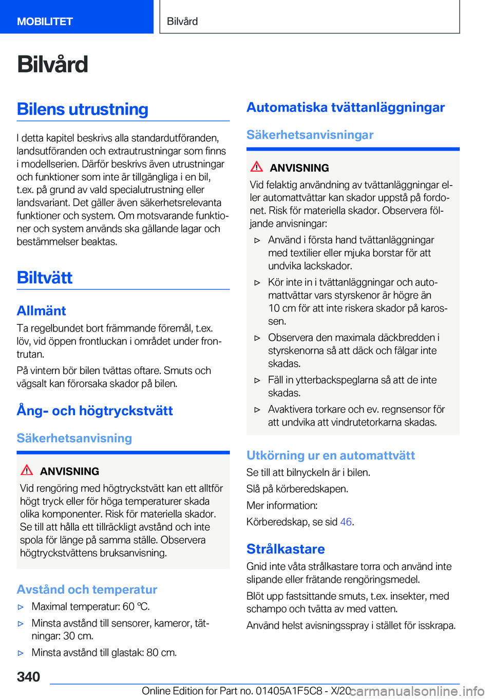 BMW X4 M 2021  InstruktionsbÖcker (in Swedish) �B�i�l�v�å�r�d�B�i�l�e�n�s��u�t�r�u�s�t�n�i�n�g
�I��d�e�t�t�a��k�a�p�i�t�e�l��b�e�s�k�r�i�v�s��a�l�l�a��s�t�a�n�d�a�r�d�u�t�f�