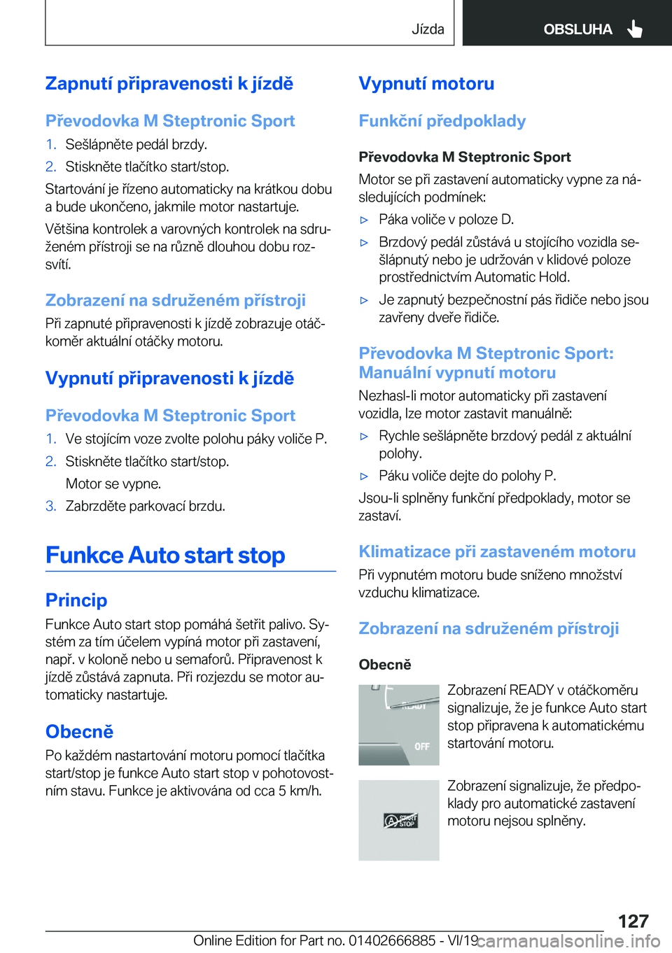 BMW X4 M 2020  Návod na použití (in Czech) �Z�a�p�n�u�t�