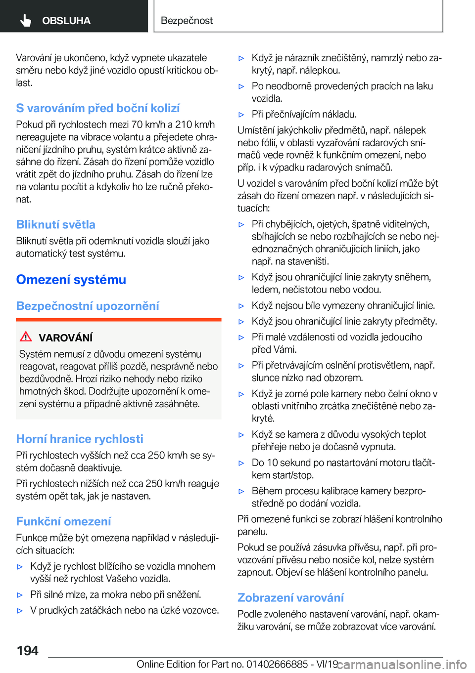 BMW X4 M 2020  Návod na použití (in Czech) �V�a�r�o�v�
