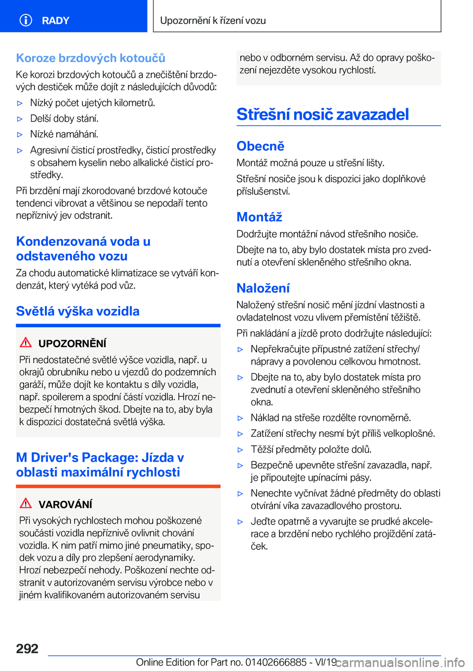 BMW X4 M 2020  Návod na použití (in Czech) �K�o�r�o�z�e��b�r�z�d�o�v�