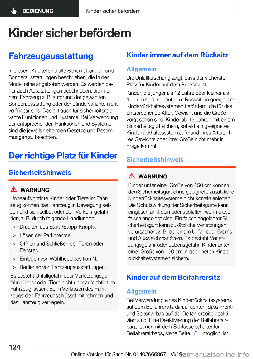 BMW X4 M 2020  Betriebsanleitungen (in German) �K�i�n�d�e�r��s�i�c�h�e�r��b�e�f�