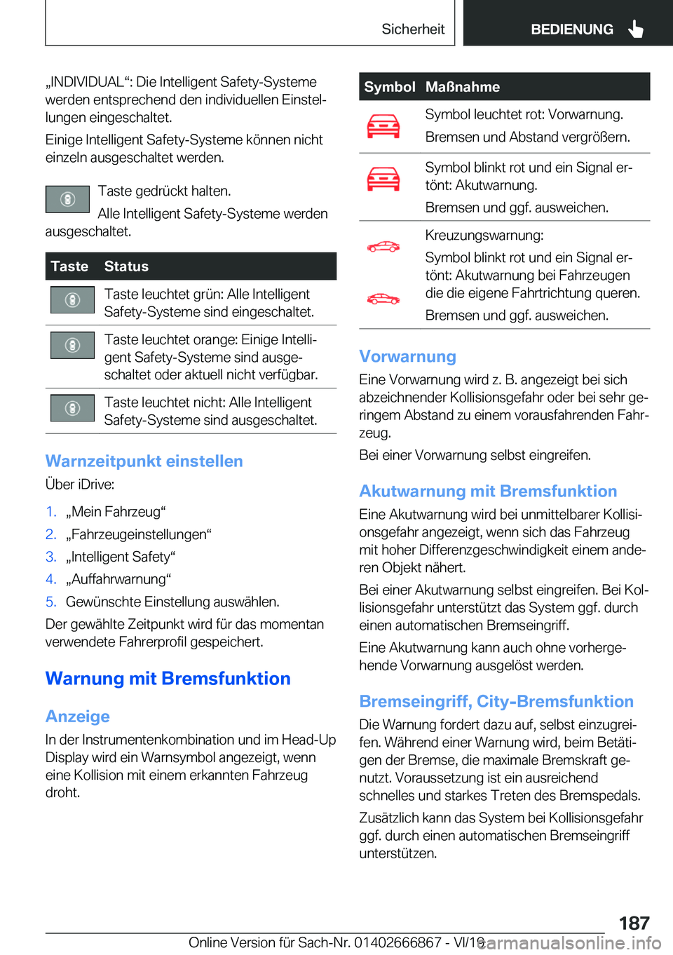 BMW X4 M 2020  Betriebsanleitungen (in German) x�I�N�D�I�V�I�D�U�A�Lv�:��D�i�e��I�n�t�e�l�l�i�g�e�n�t��S�a�f�e�t�y�-�S�y�s�t�e�m�e�w�e�r�d�e�n��e�n�t�s�p�r�e�c�h�e�n�d��d�e�n��i�n�d�i�v�i�d�u�e�l�l�e�n��E�i�n�s�t�e�lj
�l�u�n�g�e�n��e�i�