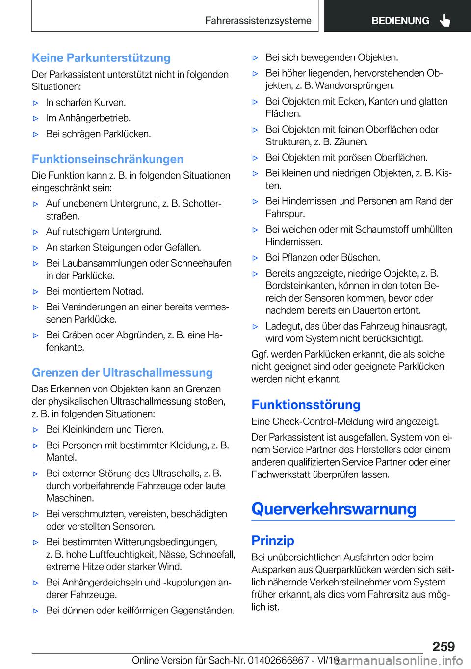 BMW X4 M 2020  Betriebsanleitungen (in German) �K�e�i�n�e��P�a�r�k�u�n�t�e�r�s�t�