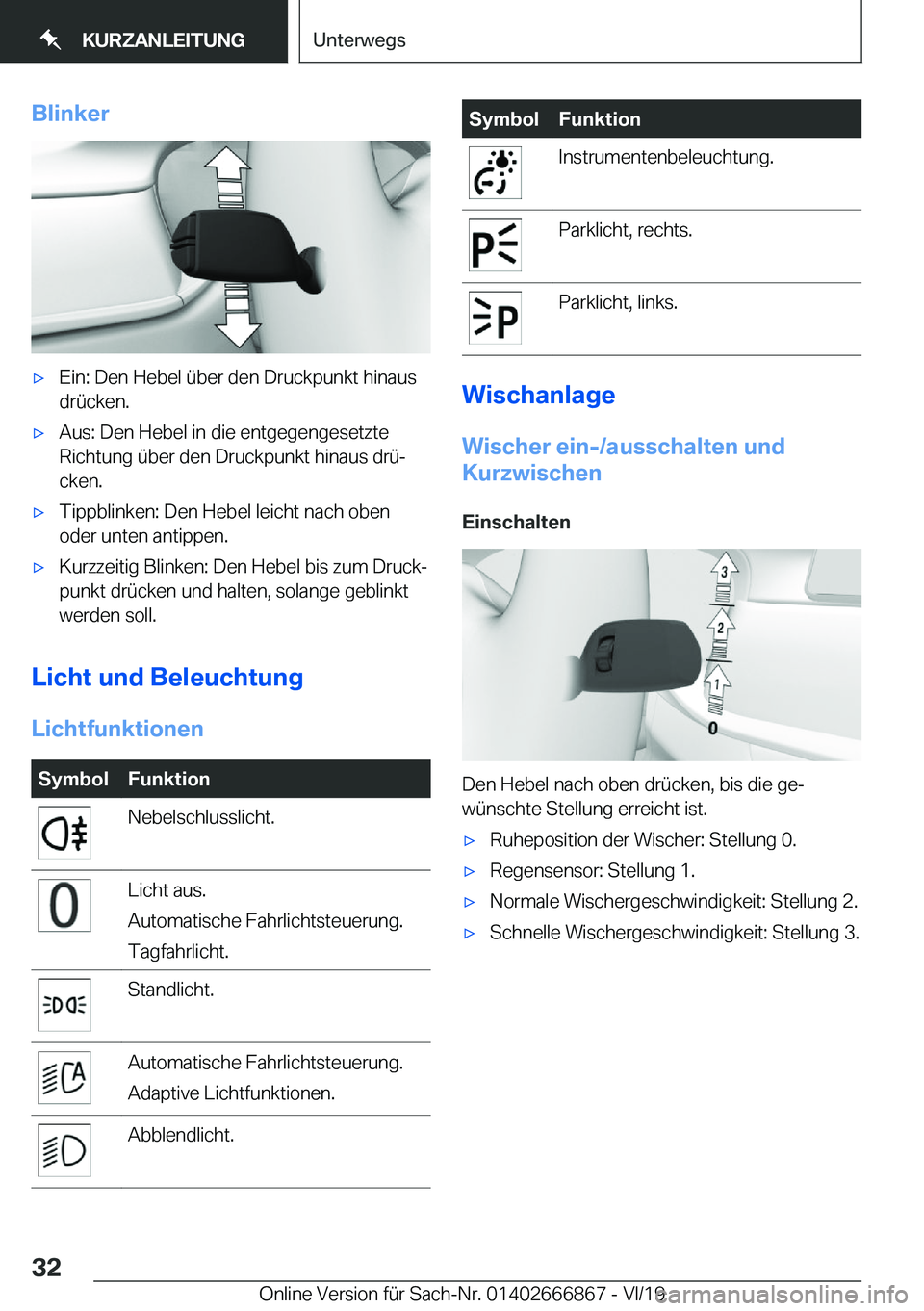 BMW X4 M 2020  Betriebsanleitungen (in German) �B�l�i�n�k�e�r'x�E�i�n�:��D�e�n��H�e�b�e�l��