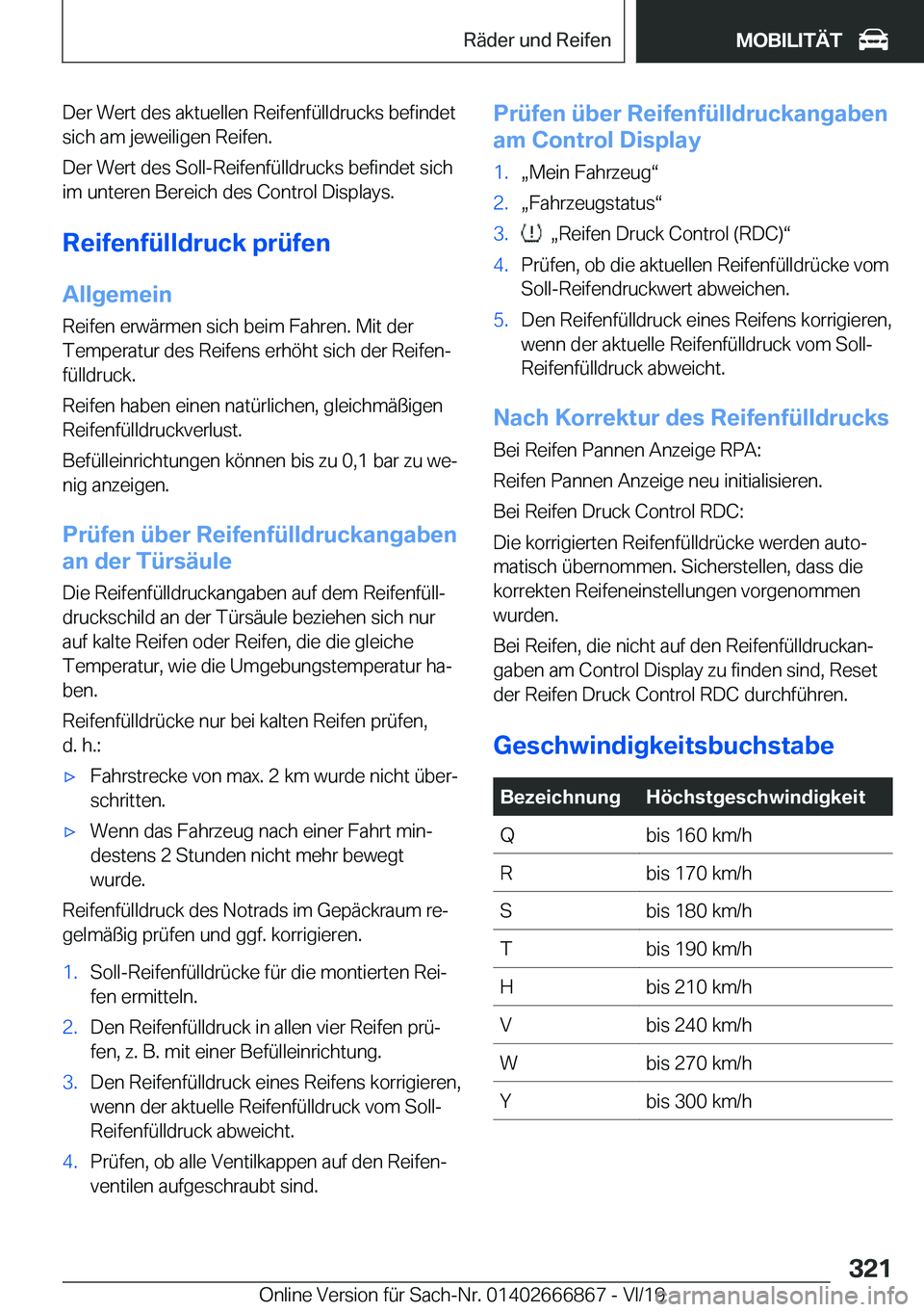 BMW X4 M 2020  Betriebsanleitungen (in German) �D�e�r��W�e�r�t��d�e�s��a�k�t�u�e�l�l�e�n��R�e�i�f�e�n�f�